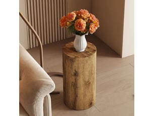 Table basse rond(e) coloris marron MEUBLIV - 30 cmx30 cm