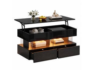 Table basse rectangulaire coloris noir <strong>CHICFURN</strong> <strong></strong> - 50 cmx100 cm
