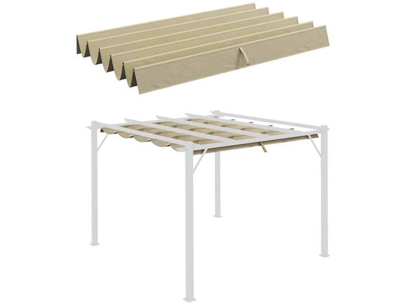  Toit de remplacement pour pergola 250 x 255 cm – beige – toile imperméable rétractable avec évacuation d'eau  - Conforama A