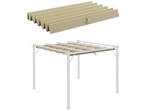 Toit de remplacement pour pergola 250 x 255 cm – beige – toile imperméable rétractable avec évacuation d'eau