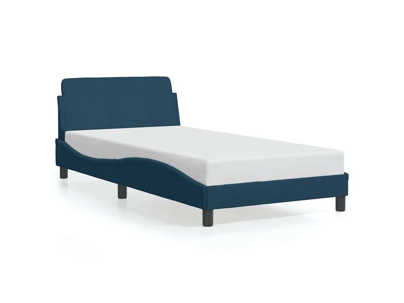  Lit simple- lit adulte -  cadre de lit avec tête de lit dover bleu 100x200cm velours  - Conforama A