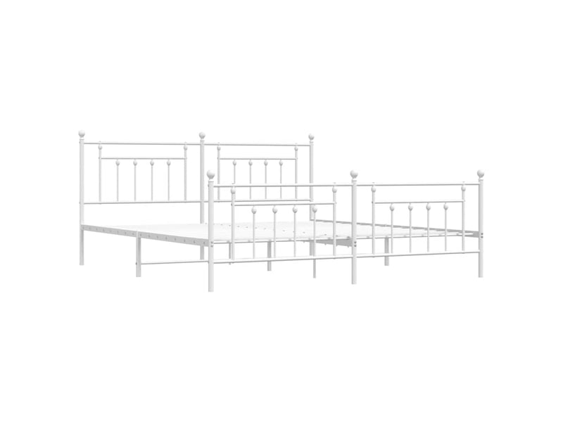  Lit double- lit adulte -  cadre de lit métal sans matelas et pied de lit blanc 200x200 cm  - Conforama B