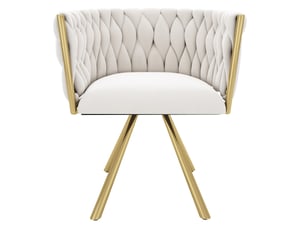 Lot de 4 chaises pivotantes beige avec pieds métal doré, design moderne, style élégant pour salle à manger