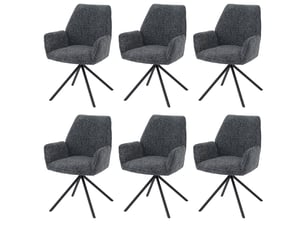 Lot de 6 chaises de salle à manger hwc-g67, pivotantes, position automatique, chenille métallisée (410 gm²) - structure noire, gris foncé