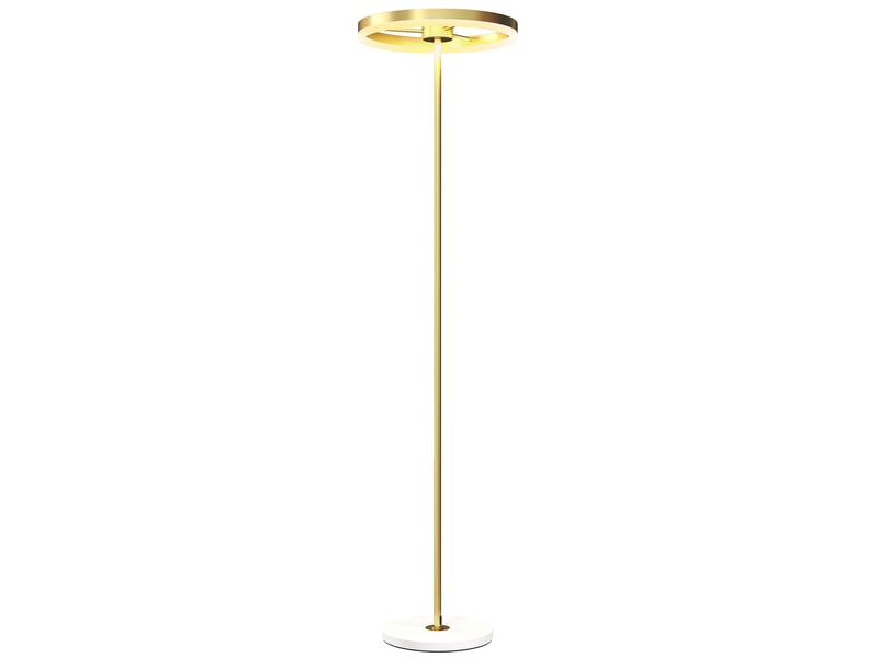  Lampadaire, interrupteur au pied, structure métallique, abat-jour en acrylique, 4000k, intensité variable, couleur or  - Conforama A