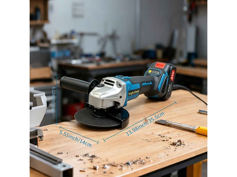  Meuleuse d'angle sans fil 21v avec moteur en cuivre 1000w, 7000rpm, 2 batteries 4.0ah, changement de disque rapide et poignée anti-vibration  - Conforama C