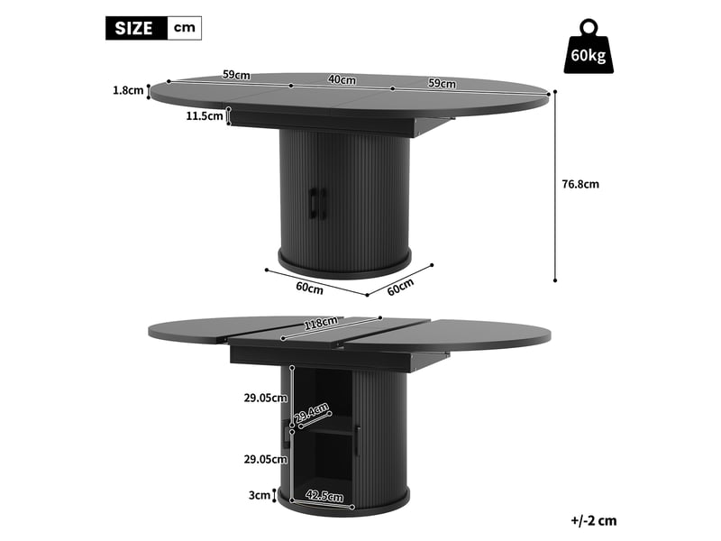 Ensemble table et 6 chaises de salle à manger – table extensible rondeovale 118-158 cm – chaises rembourrées au design moderne avec dossier ergonomique - Conforama C