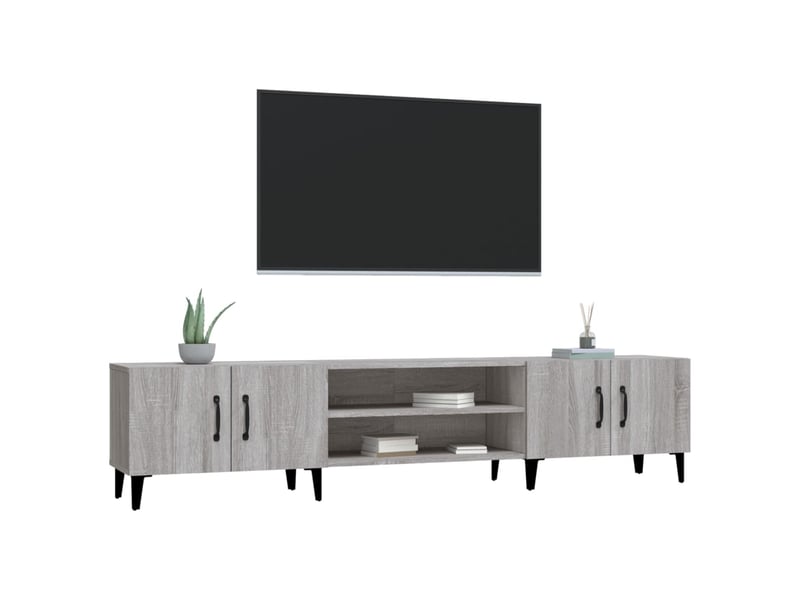  Meuble tv - banc tv - meuble de rangement sonoma gris 180x31,5x40 cm bois d'ingénierie  - Conforama D