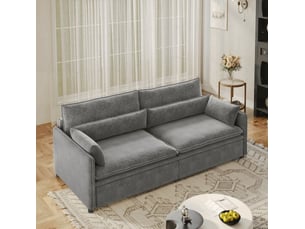 Canapé droit convertible TCQPZ 3 places Tissu gris avec coffre de rangement