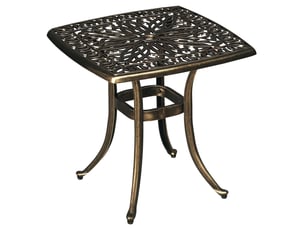 Table de jardin décorative de style vintage, avec trou pour parasol, en aluminium moulé, couleur bronze, 54 x 54 x 52,5 cm