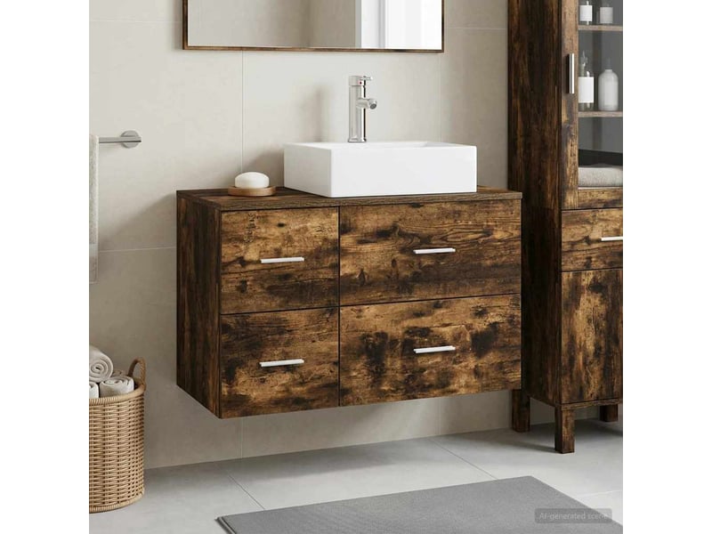 Ensemble de mobilier de salle de bain 2 pc chêne fumé cf64077 - Conforama B