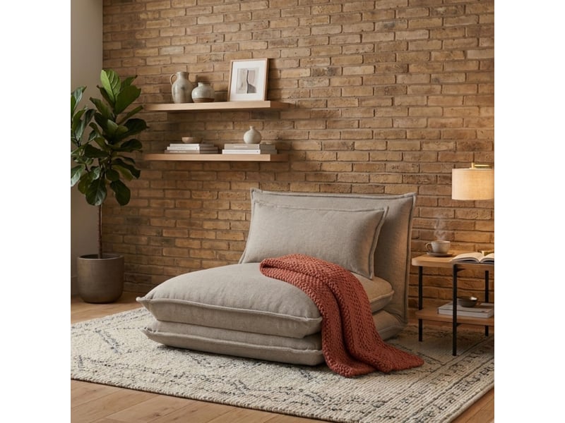  Chauffeuse convertible 1 place en mousse tissu beige terre de nuit  - Conforama B