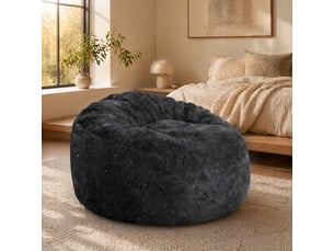 Fauteuil pouf 100x98x61 cm dossier haut courbé noir