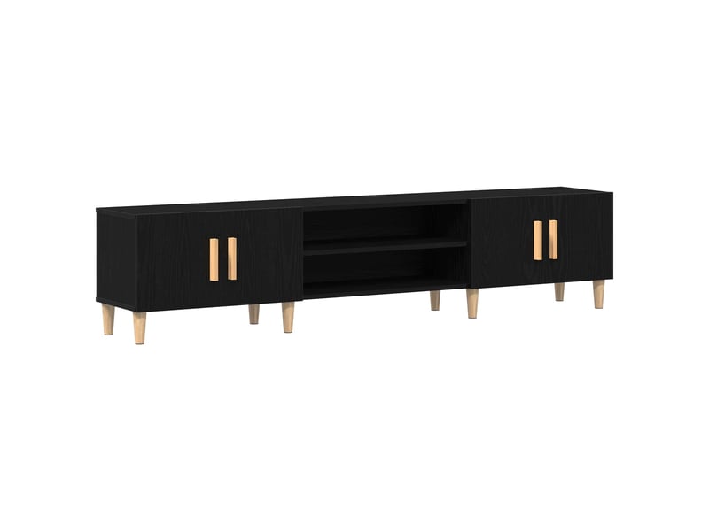  Meuble tv - banc tv - meuble de rangement 180 x 31,5 x 40 cm chêne noir bois d'ingénierie  - Conforama A