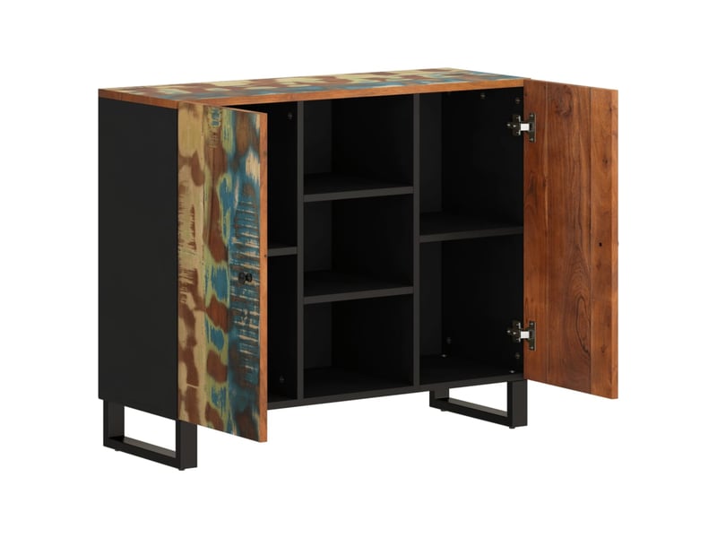  Buffet - bahut - meuble de rangement avec 2 portes 90x33x75 cm bois massif de récupération  - Conforama D