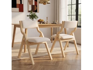 2 chaises pliantes pour salle à manger en bois beige, confortables et respirantes, pliables et compactes, style moderne pour salle à manger, salon, café