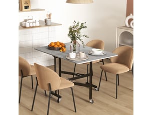 Table à manger pliable 120x80x73 cm à roulettes mdf gris