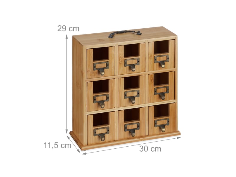  Boîte à thé organisateur avec 9 compartiments amovibles rangement compartiments rustique en bambou naturel 13_0014321  - Conforama B