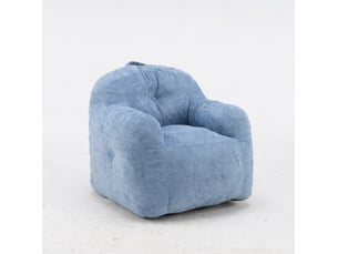 Fauteuil poire 95x95x79 cm avec accoudoirs en fausse fourrure bleu