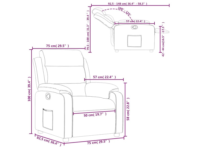  Vidaxl fauteuil inclinable vert clair velours  - Conforama C