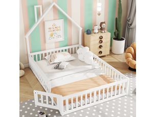 Lit cabane 140x190 cm <strong></strong> <strong></strong> coloris blanc
