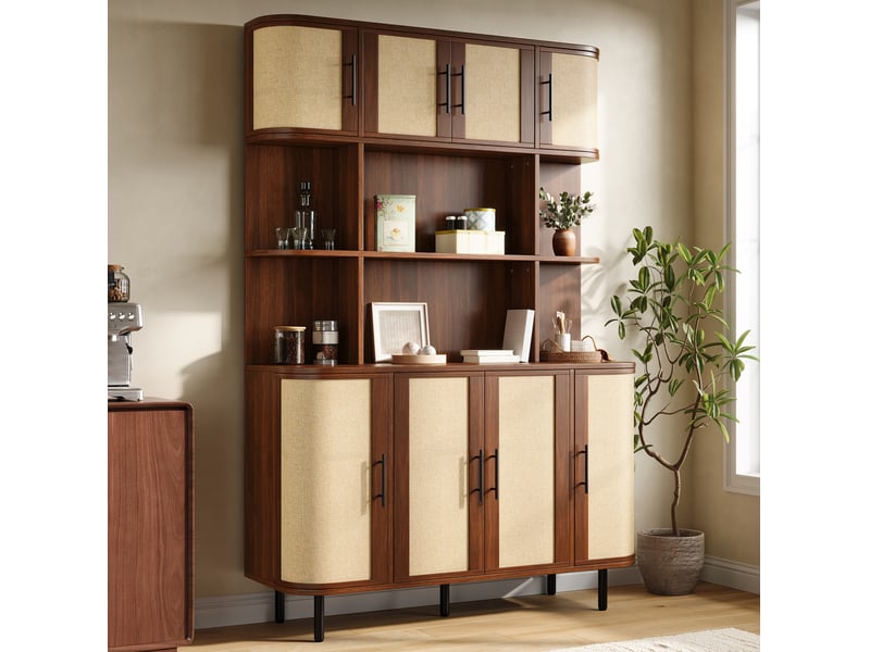  Buffet haut 8 portes rangement 120 x 180 cm noyer evryae  - Conforama C