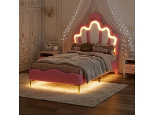 Lit avec rangement 90x190 cm <strong></strong>  <strong></strong> coloris rose