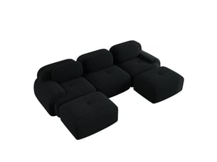 Canapé modulable, canapé de salon, en velours tricoté, noir, livré monté, sans structure, pour salon, bureau, chambre