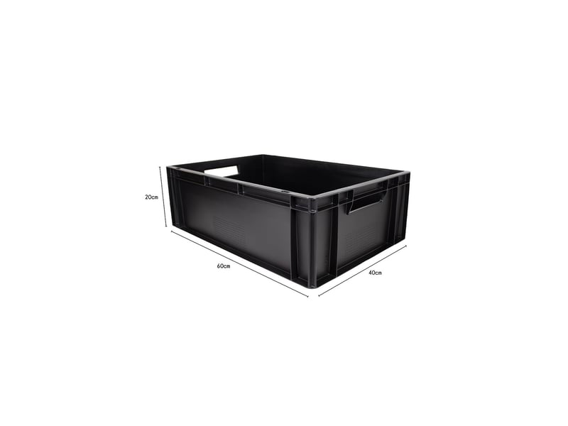 Bac gerbable en plastique noir 60 x 40 x 20 cm 40l 62546 - Conforama C