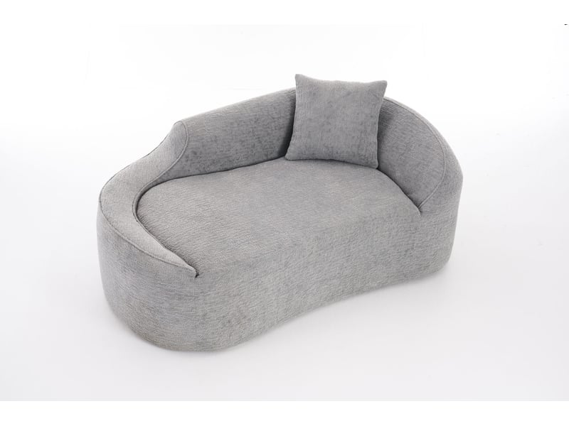  Méridienne 2 places 155 x 96 x 65 cm gris clair en chenille, canapé-lit avec coussin assorti pour intérieur  - Conforama A