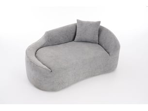 Méridienne 2 places 155 x 96 x 65 cm gris clair en chenille, canapé-lit avec coussin assorti pour intérieur