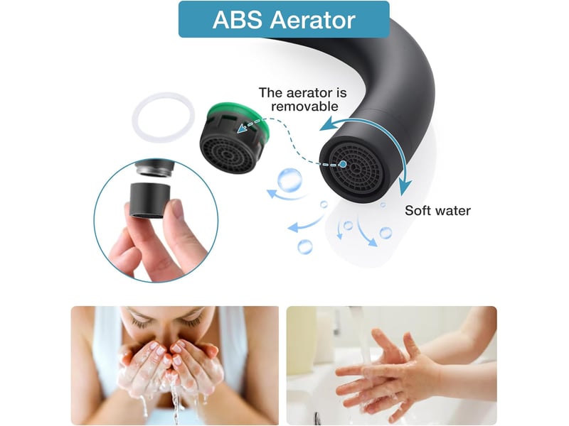  Mitigeur de lavabo noir, robinet salle de bain pivotant à 360°, haut robinets de lavabo, monocommande robinet lavabo pour eau chaudefroide, noir  - Conforama C