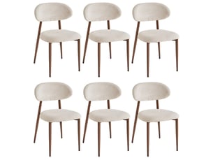 Lot de 6 chaises vintage - rustique - chaise en lin et salle à manger - style nordique minimaliste - pieds en métal beige