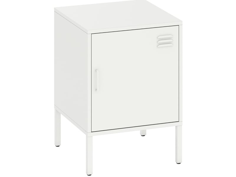  Table de chevet 40x40x56 cm avec tablette réglable métal blanc  - Conforama A