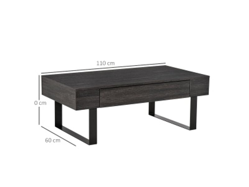  Table basse avec 1 tiroir et étagères ouvertes, style moderne, pour salon, en panneau de particules, gris foncé  - Conforama C
