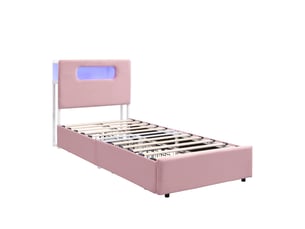 Lit avec rangement 90x200 cm LEYTN coloris rose