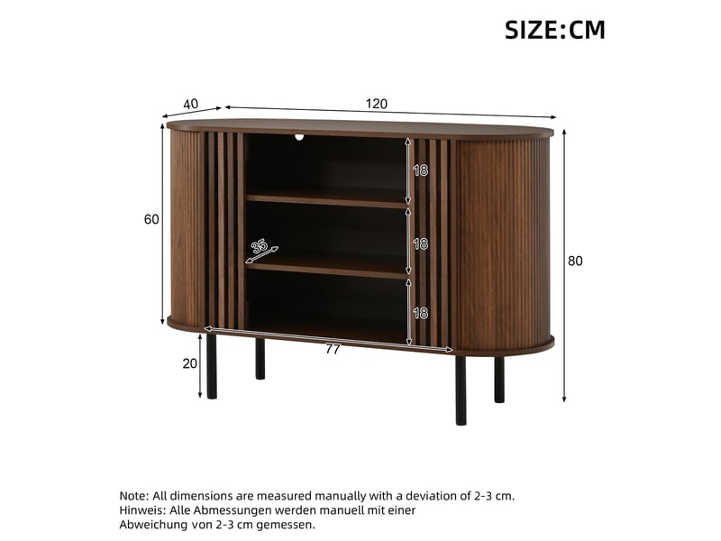 Buffet bas 120x40x80 cm noyer avec étagères réglables Fay Lum - Conforama C