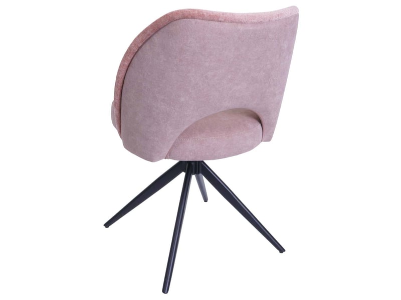 Lot de 2 chaises de salle à manger pivotantes à 180° avec retour automatique assise rembourrée et protections de sol réglables tissu rose et fer 04_0010029 - Conforama E