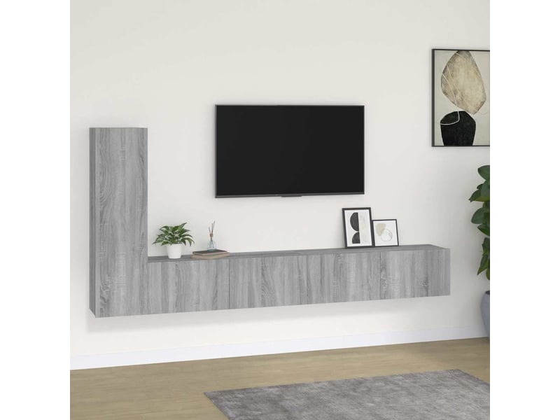 Ensemble de meubles tv 3 pcs sonoma gris bois d'ingénierie shl49848 - Conforama B
