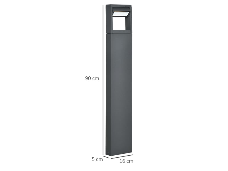  Lampe de jardin 16x5x90 cm led intégrée angle réglable métal gris  - Conforama C