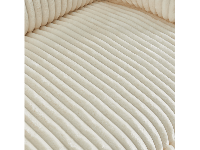  Fauteuil cloud compressé en velours côtelé beige avec pouf, confort modulable pour petits espaces et salon  - Conforama D