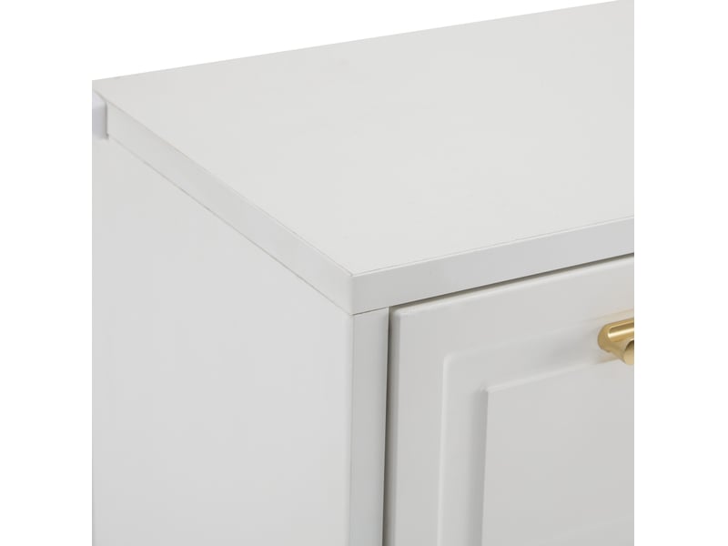  Meuble à chaussures 120x24x107 cm avec rangements réglables, 2 tiroirs, mdf et panneau de particules blanc  - Conforama D