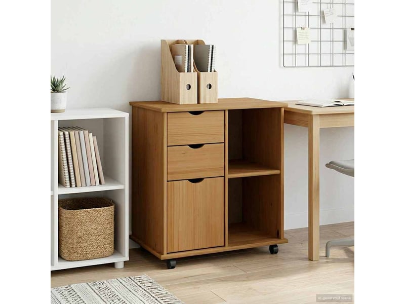  Caisson roulant de bureau 63,5 x 39 x 65,5 cm bois de pin massif shl7650  - Conforama B