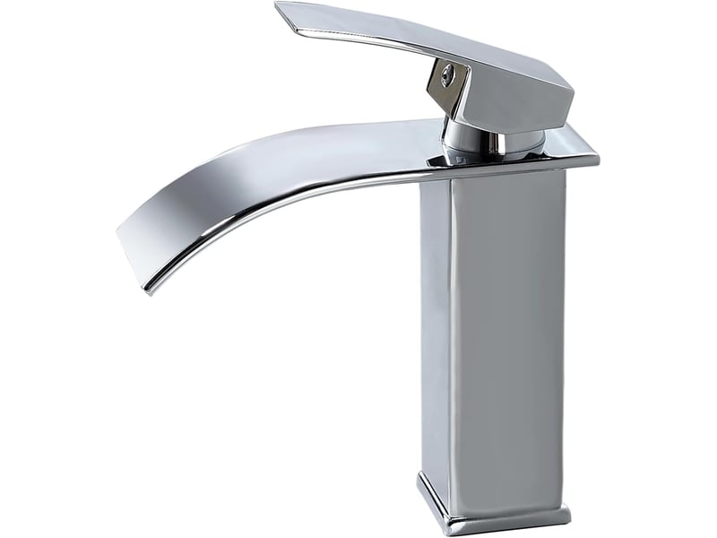  Robinet de lavabo cascade, robinet de salle de bain en acier inoxydable, finition chromée, tuyaux d'eau inclus  - Conforama A