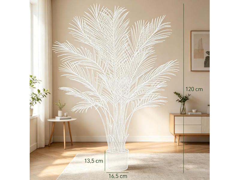  Palmier artificiel en pot 120 cm vert avec 22 feuilles, décor tropical sans entretien pour intérieur  - Conforama C