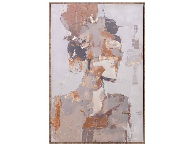  Tableau peint à la main avec cadre en bois orange 83x4x123h cm  - Conforama B