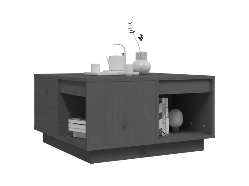  Table basse | table de salon gris 60x61x32,5 cm bois massif de pin  - Conforama D