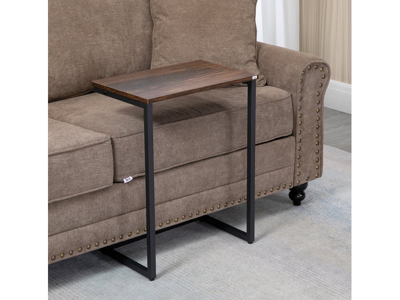  Tables d’appoint gigognes lot de 3 en forme c à glisser sous canapé style industriel en panneau de particules marron  - Conforama D