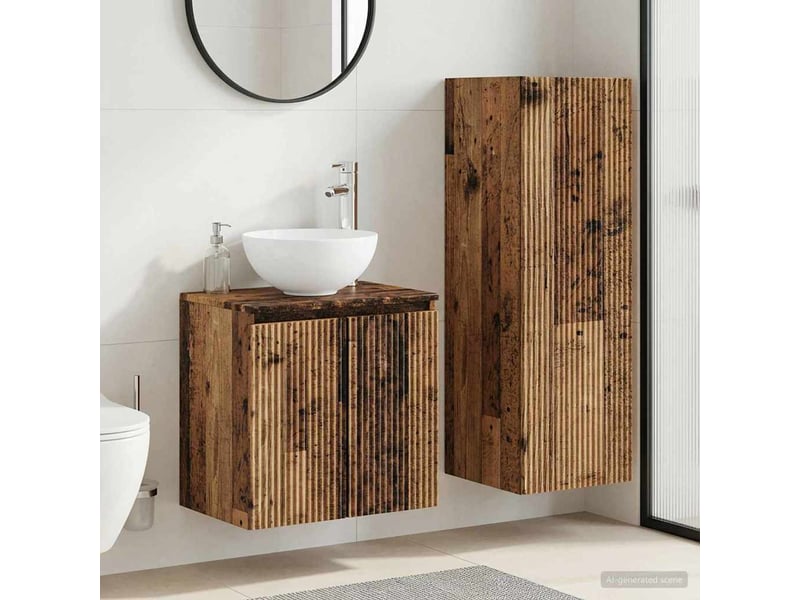  Ensemble de mobilier de salle de bain 2 pcs bois ancien shl937  - Conforama B