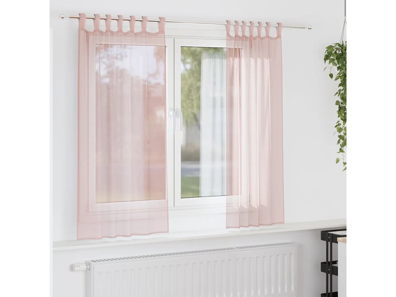  Lot de 2 voilages à œillets, voilages à anneaux rose clair 140 x 175 cm cf48968  - Conforama B